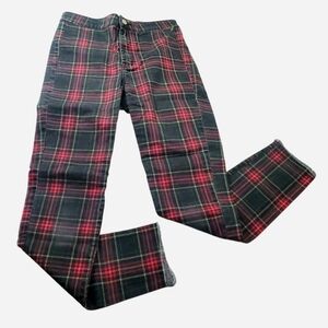 H&M Divided Pants Womens Size 6 Waist 26" Plaid Multicolored Distressed Hem